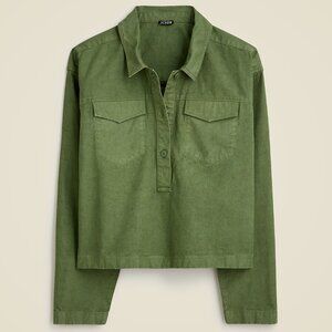 J.Crew Moss Green Popover shirt in cotton linen blend Size M